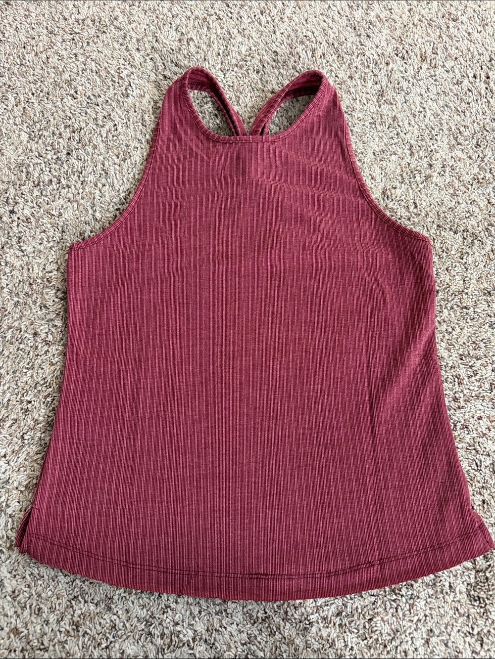 Hem & Thread Ribbed Racerback Tank - Wine